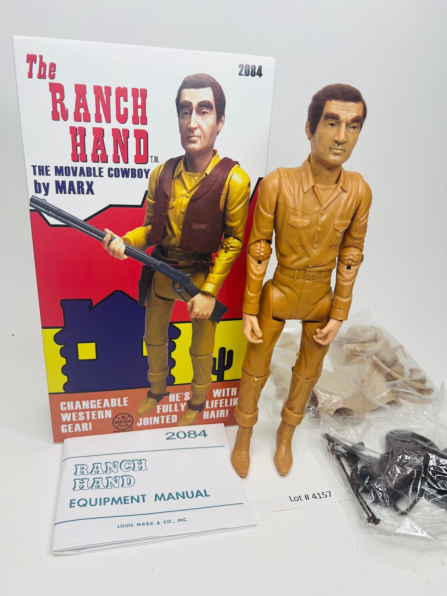 Custom Marx Ranch Hand MOD era figure with Life-Like hair !