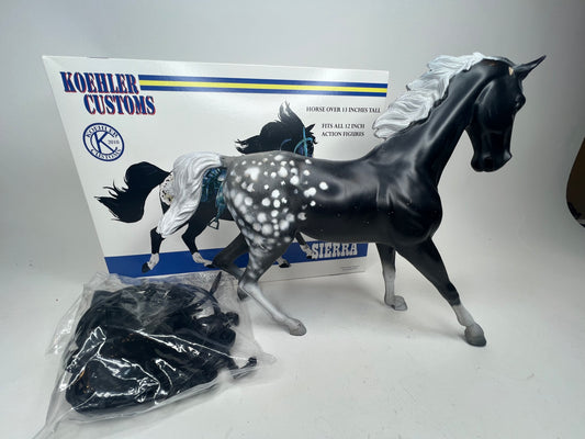 Boxed Sierra Black And White Appaloosa Flame Painted horse